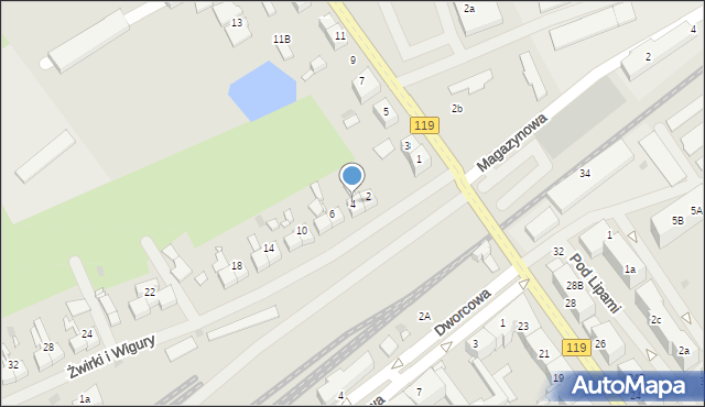 Pyrzyce, Franciszka Żwirki i Stanisława Wigury, 4, mapa Pyrzyce