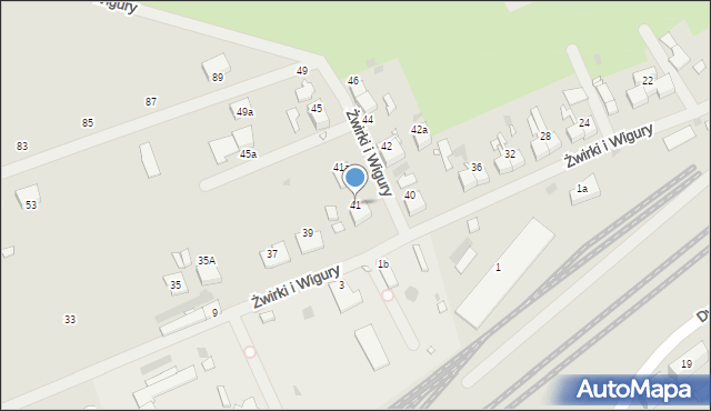 Pyrzyce, Franciszka Żwirki i Stanisława Wigury, 41, mapa Pyrzyce