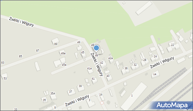 Pyrzyce, Franciszka Żwirki i Stanisława Wigury, 44, mapa Pyrzyce