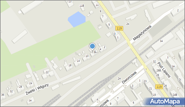 Pyrzyce, Franciszka Żwirki i Stanisława Wigury, 8, mapa Pyrzyce