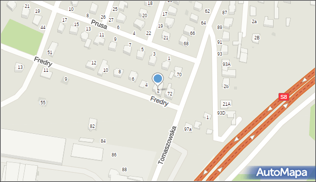 Rawa Mazowiecka, Fredry Aleksandra, 2, mapa Rawa Mazowiecka