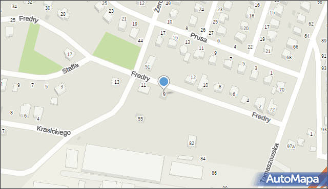 Rawa Mazowiecka, Fredry Aleksandra, 9, mapa Rawa Mazowiecka