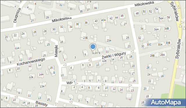 Rybnik, Franciszka Żwirki i Stanisława Wigury, 7, mapa Rybnika
