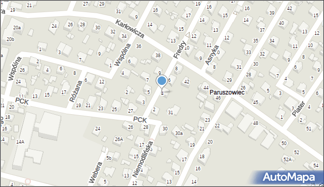 Rybnik, Fredry Aleksandra, 4, mapa Rybnika