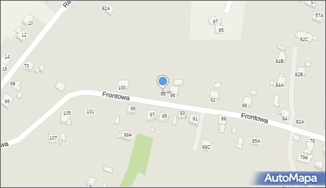 Rybnik, Frontowa, 98, mapa Rybnika