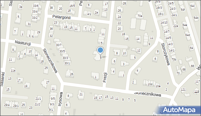 Rzeszów, Frezji, 3, mapa Rzeszów