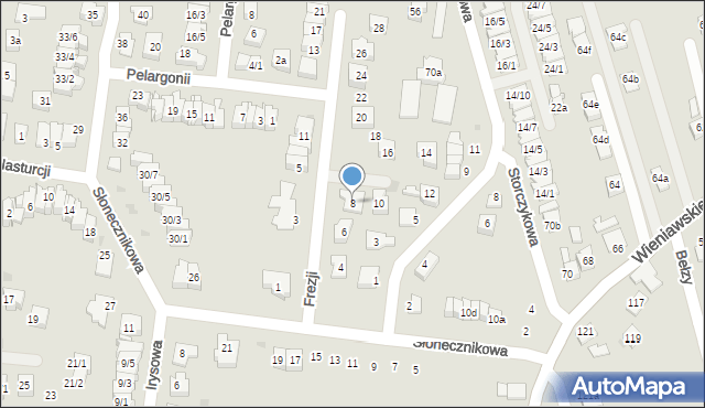 Rzeszów, Frezji, 8, mapa Rzeszów