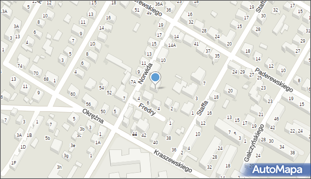 Siedlce, Fredry Aleksandra, 6a, mapa Siedlce