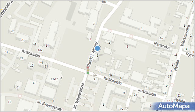 Sieradz, Franciszka Żwirki i Stanisława Wigury, 2, mapa Sieradz