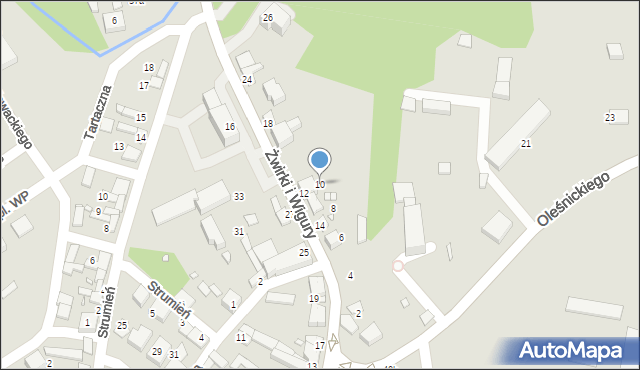 Siewierz, Franciszka Żwirki i Stanisława Wigury, 10, mapa Siewierz