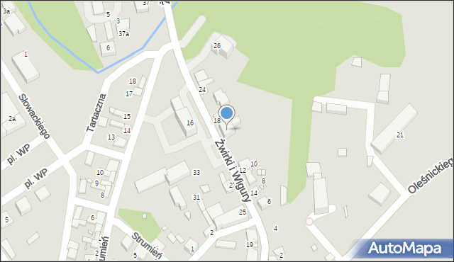 Siewierz, Franciszka Żwirki i Stanisława Wigury, 20, mapa Siewierz