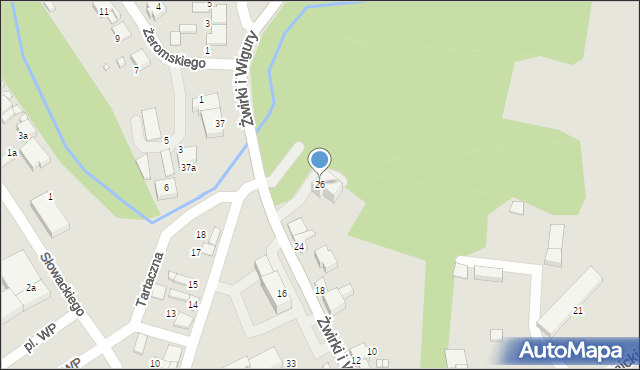 Siewierz, Franciszka Żwirki i Stanisława Wigury, 26, mapa Siewierz