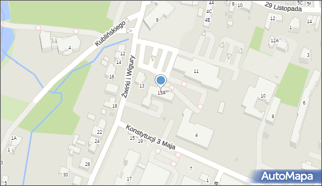 Skawina, Franciszka Żwirki i Stanisława Wigury, 13A, mapa Skawina