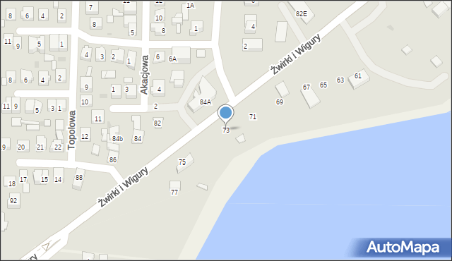 Ślesin, Franciszka Żwirki i Stanisława Wigury, 73, mapa Ślesin