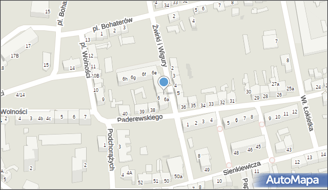 Słubice, Franciszka Żwirki i Stanisława Wigury, 6c, mapa Słubice