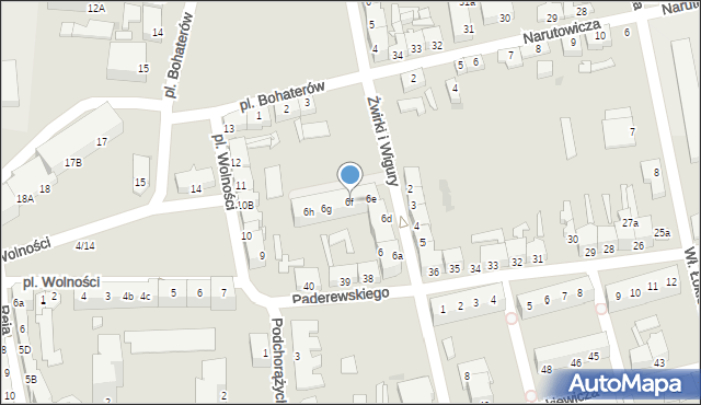 Słubice, Franciszka Żwirki i Stanisława Wigury, 6f, mapa Słubice