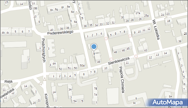 Słubice, Franciszka Żwirki i Stanisława Wigury, 8, mapa Słubice