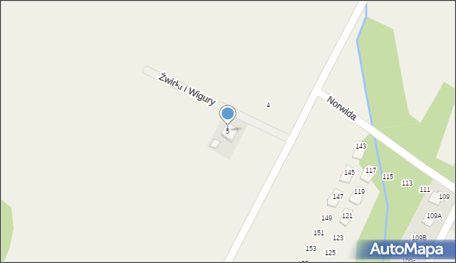 Słupno, Franciszka Żwirki i Stanisława Wigury, 5, mapa Słupno