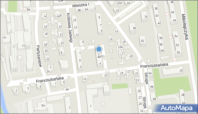 Sosnowiec, Franciszkańska, 4A, mapa Sosnowca