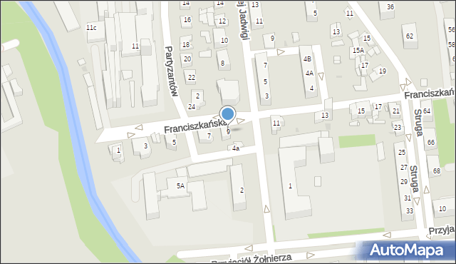Sosnowiec, Franciszkańska, 9, mapa Sosnowca
