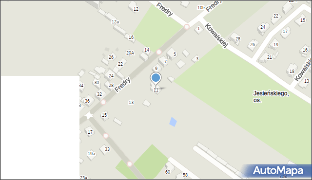Sosnowiec, Fredry Aleksandra, 11, mapa Sosnowca
