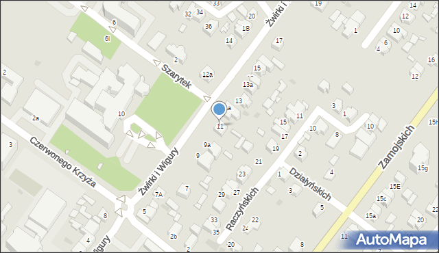 Środa Wielkopolska, Franciszka Żwirki i Stanisława Wigury, 11, mapa Środa Wielkopolska