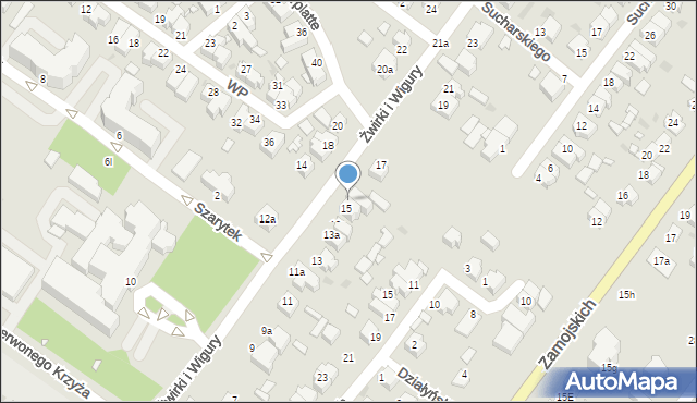 Środa Wielkopolska, Franciszka Żwirki i Stanisława Wigury, 15a, mapa Środa Wielkopolska