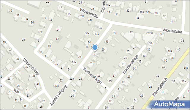 Środa Wielkopolska, Franciszka Żwirki i Stanisława Wigury, 27, mapa Środa Wielkopolska