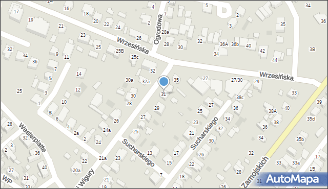Środa Wielkopolska, Franciszka Żwirki i Stanisława Wigury, 31, mapa Środa Wielkopolska