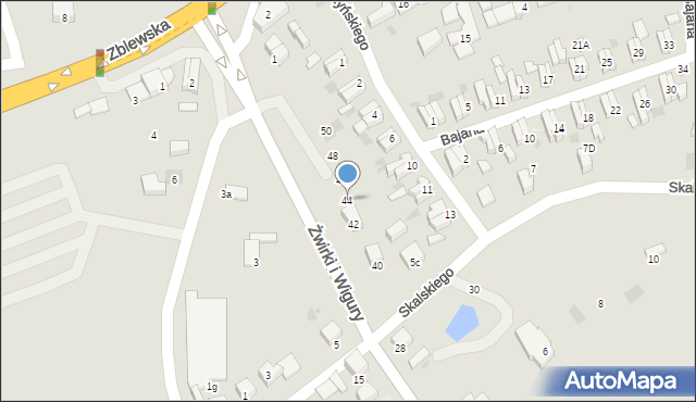 Starogard Gdański, Franciszka Żwirki i Stanisława Wigury, 44, mapa Starogard Gdański