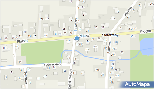 Staroźreby, Franciszka Żwirki i Stanisława Wigury, 1, mapa Staroźreby
