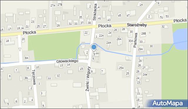 Staroźreby, Franciszka Żwirki i Stanisława Wigury, 3, mapa Staroźreby