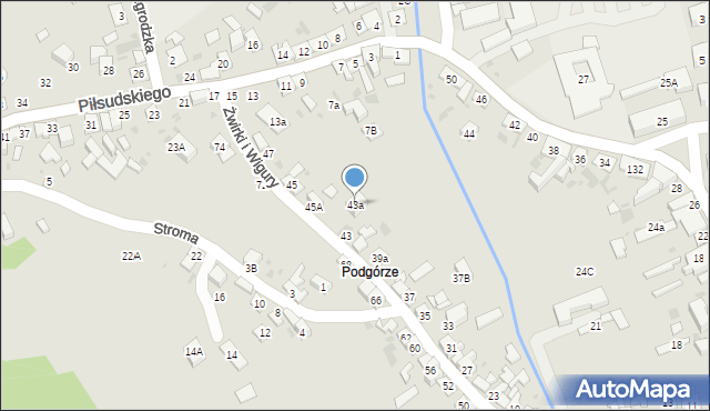 Stary Sącz, Franciszka Żwirki i Stanisława Wigury, 43a, mapa Stary Sącz