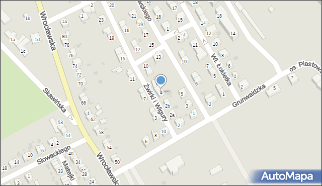 Strzelin, Franciszka Żwirki i Stanisława Wigury, 4, mapa Strzelin