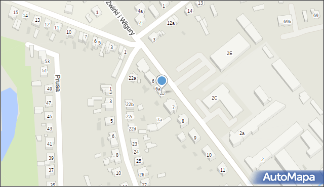 Sulechów, Franciszka Żwirki i Stanisława Wigury, 6b, mapa Sulechów