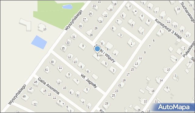 Susz, Franciszka Żwirki i Stanisława Wigury, 7, mapa Susz