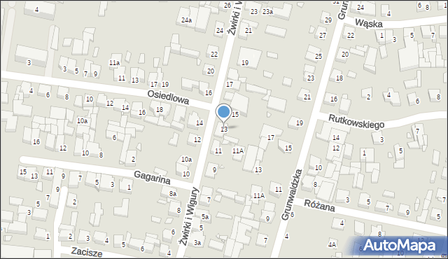 Swarzędz, Franciszka Żwirki i Stanisława Wigury, 13, mapa Swarzędz