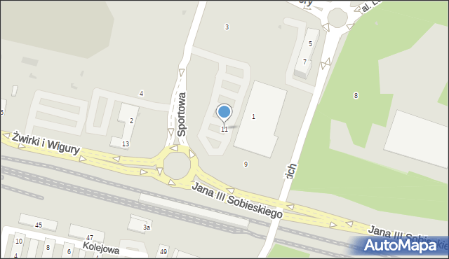 Świdnik, Franciszka Żwirki i Stanisława Wigury, 11, mapa Świdnika