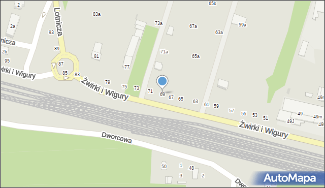 Świdnik, Franciszka Żwirki i Stanisława Wigury, 69, mapa Świdnika
