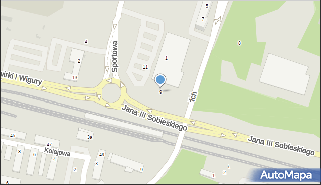 Świdnik, Franciszka Żwirki i Stanisława Wigury, 9, mapa Świdnika