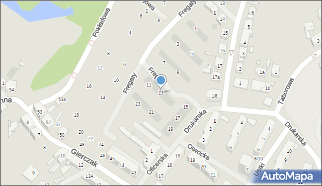 Szczecin, Fregaty, 13, mapa Szczecina