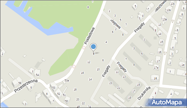 Szczecin, Fregaty, 8, mapa Szczecina