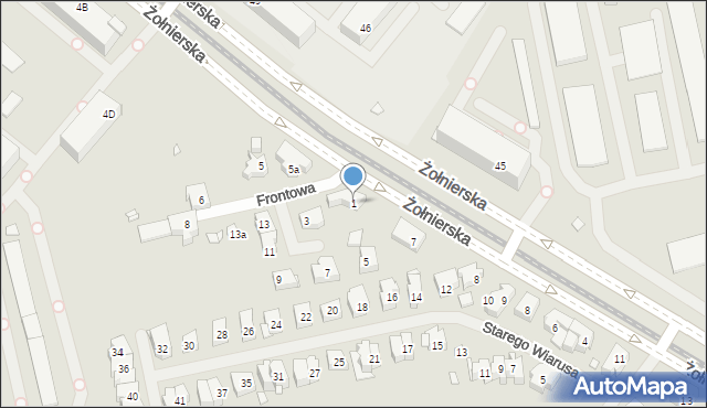 Szczecin, Frontowa, 1, mapa Szczecina