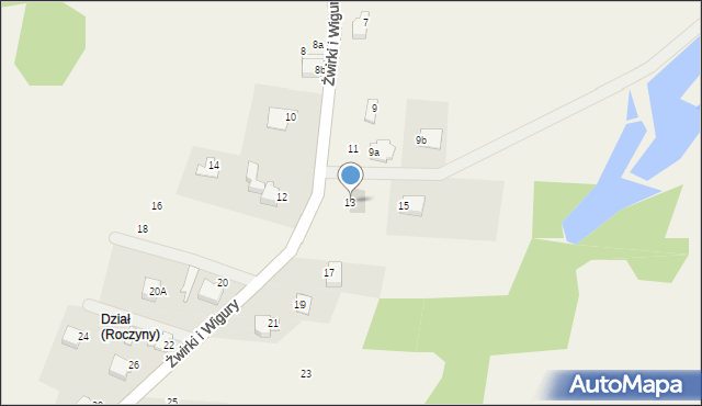 Targanice, Franciszka Żwirki i Stanisława Wigury, 13, mapa Targanice