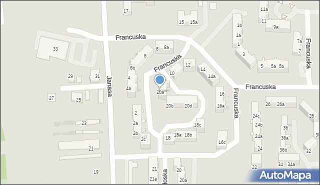 Tarnowskie Góry, Francuska, 20a, mapa Tarnowskie Góry