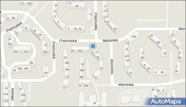 Tarnowskie Góry, Francuska, 28a, mapa Tarnowskie Góry