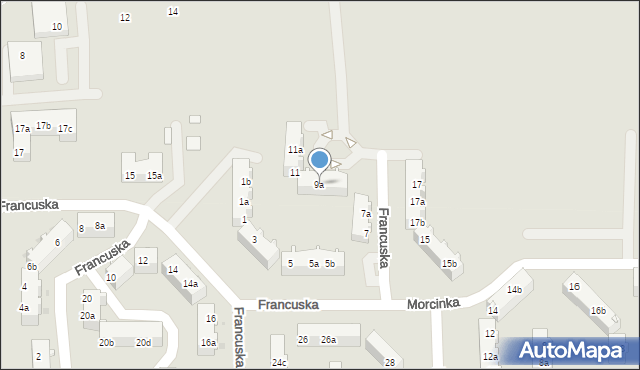 Tarnowskie Góry, Francuska, 9a, mapa Tarnowskie Góry