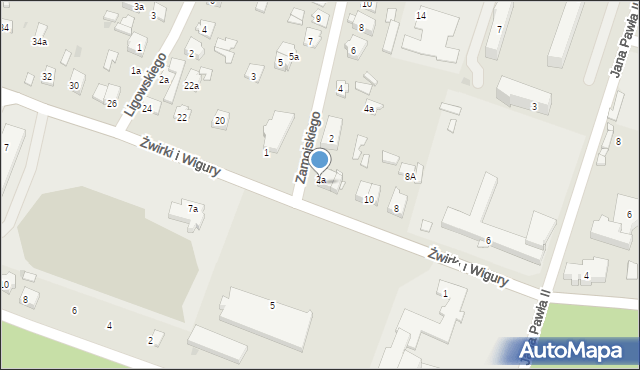 Tomaszów Lubelski, Franciszka Żwirki i Stanisława Wigury, 16, mapa Tomaszów Lubelski