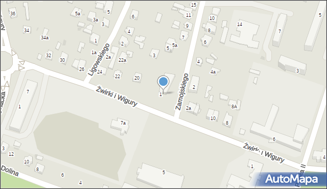 Tomaszów Lubelski, Franciszka Żwirki i Stanisława Wigury, 18, mapa Tomaszów Lubelski