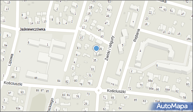 Tomaszów Lubelski, Franciszka Żwirki i Stanisława Wigury, 37, mapa Tomaszów Lubelski